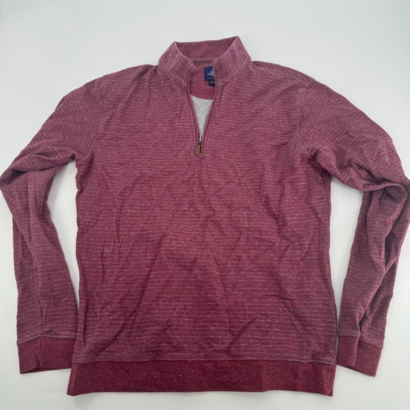 Johnnie-O Pullover Sweater Mens Medium 1/4 Zip Marled Red Casual - Picture 1 of 2